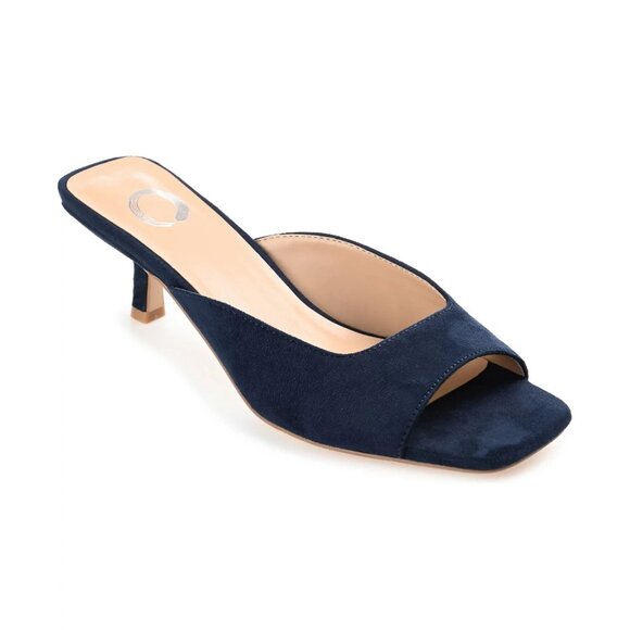 Journee Collection Women's Larna Square Toe Slip On Kitten Heels Navy Size 8.5M - Picture 1 of 5